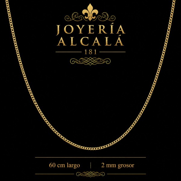 Cadena cadena fina barbada de oro 18k 60 cm